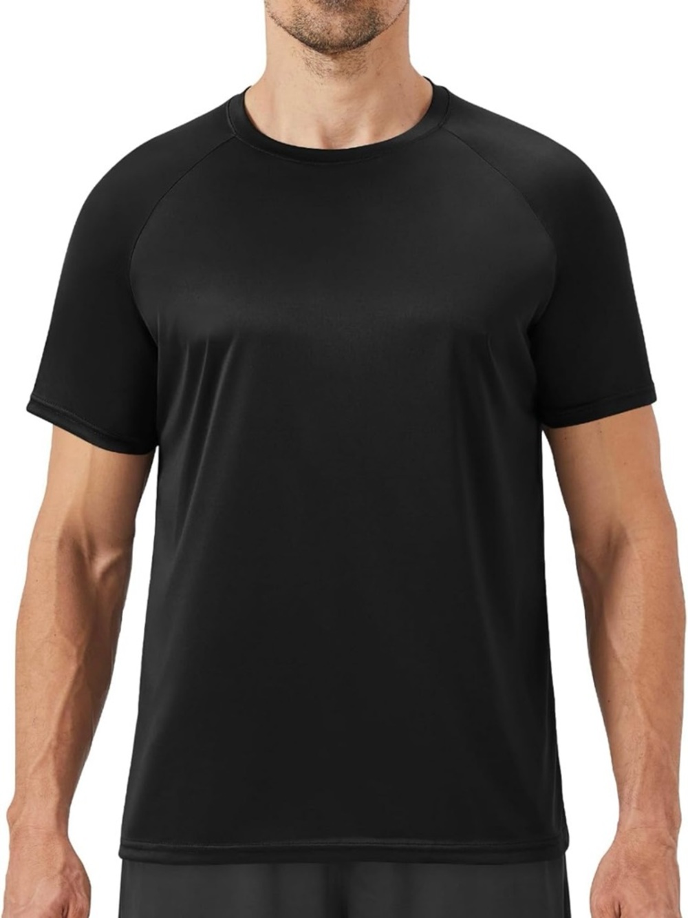 Men's Black Athletic Crew Neck Short Sleeve Shirt